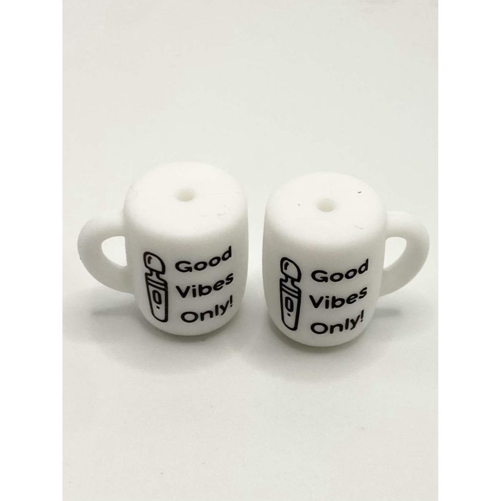 3D Coffee Only Mug Good Vibes Silicone Focal Beads