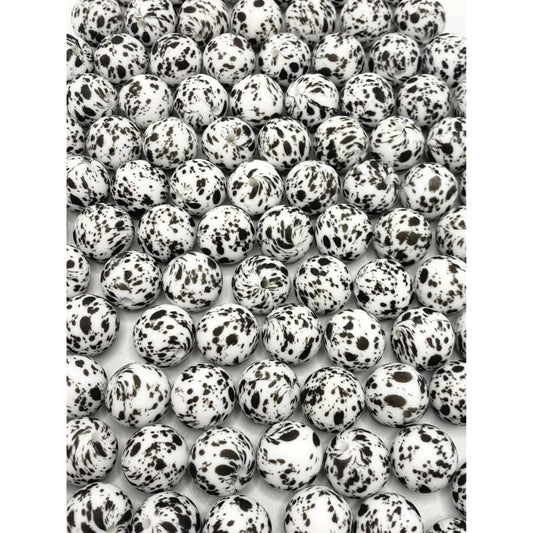 Printed Black Spot Silicone Beads Number 348
