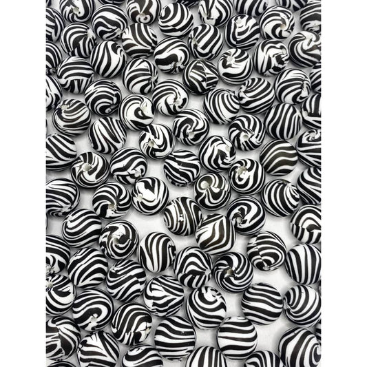 Printed Zebra Stripe Silicone Beads Number 17