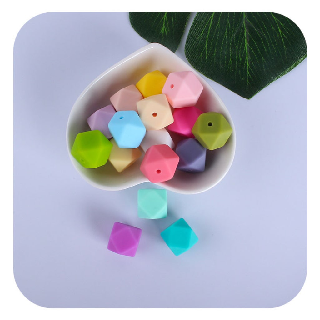 Solid Colored Hexagon Silicone Beads, Size 14mm, Hexagon Shape