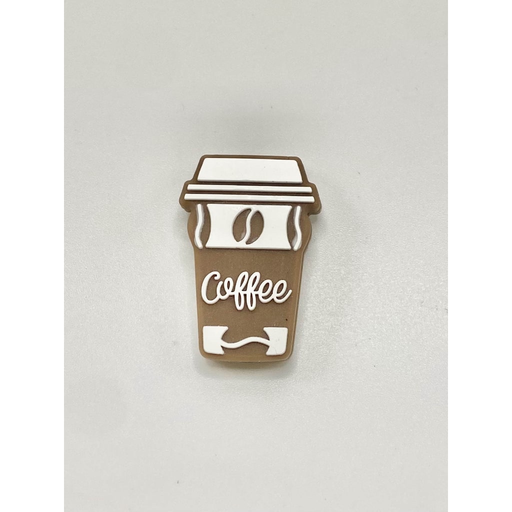 Coffee Bean with Brown Coffee Cup Silicone Focal Beads