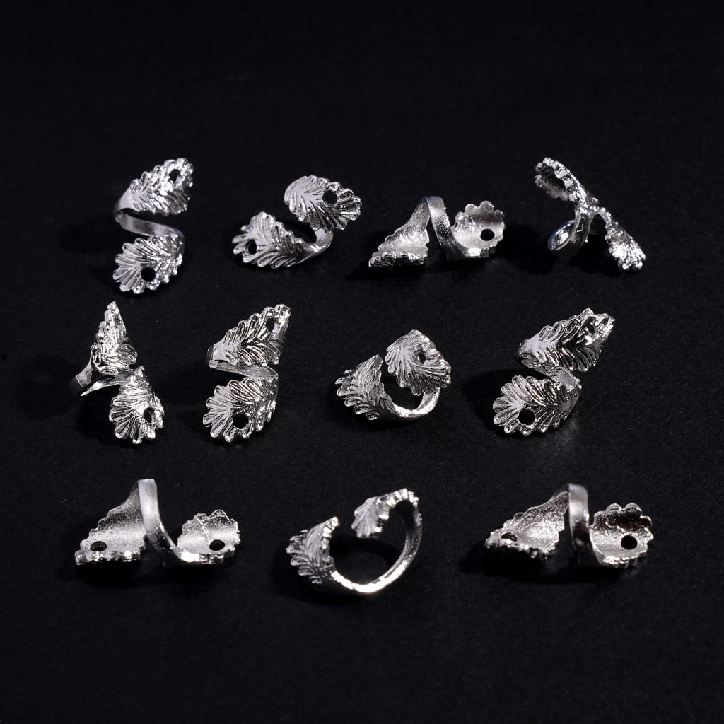 Large Hole Jewelry Accessories Silver Alloy Beads Charm Pendants Feather Around 10*19MM