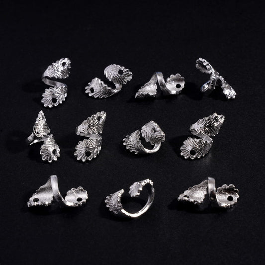 Large Hole Jewelry Accessories Silver Alloy Beads Charm Pendants Feather Around 10*19MM