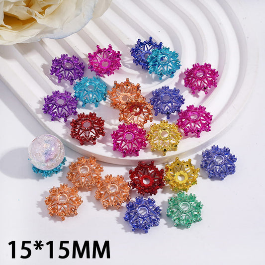 Octagonal Lotus Flower Silver Alloy Bead Cap Bead Cages Bead Cages 15*15MM, Random Mix (They Fit 14MM Beads)