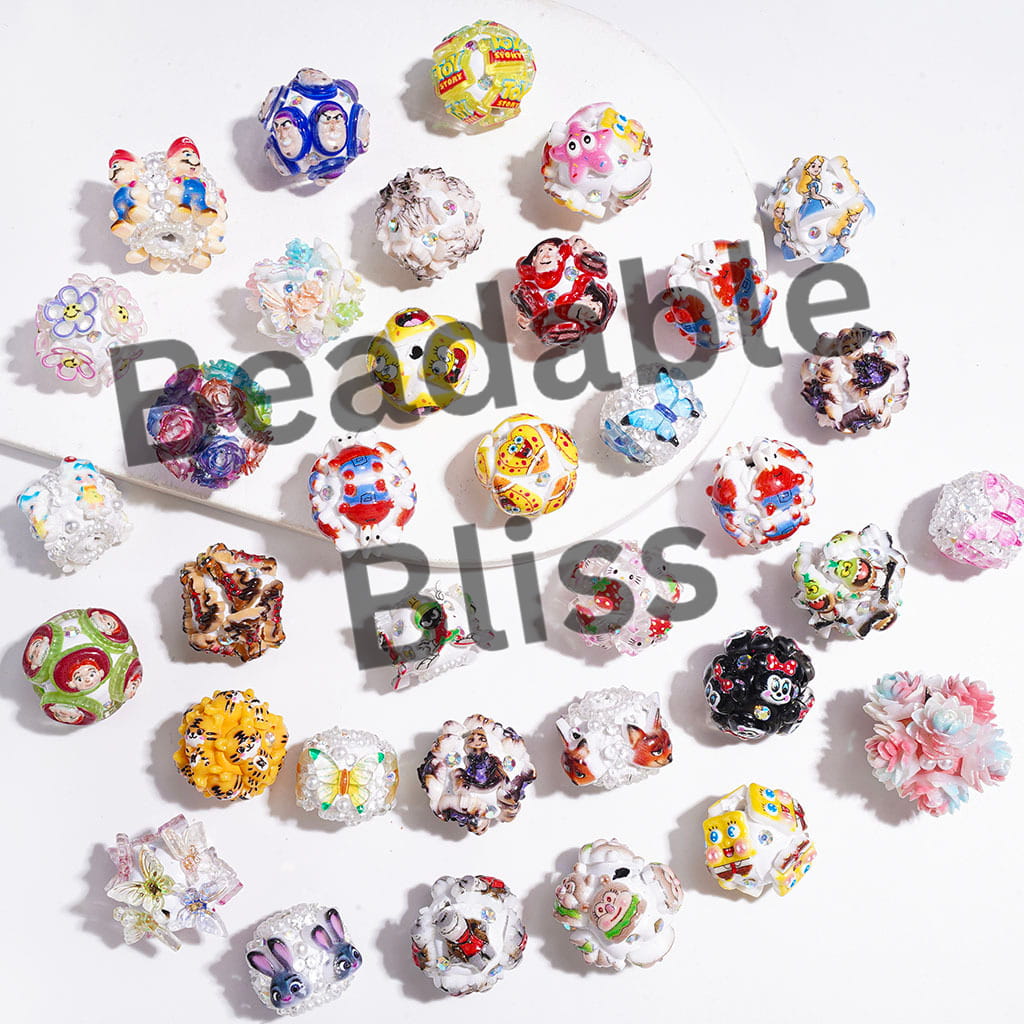 Clay Beads Series with Cartoon Characters & Flower & Animal & Rhinestones (Random Combinations)