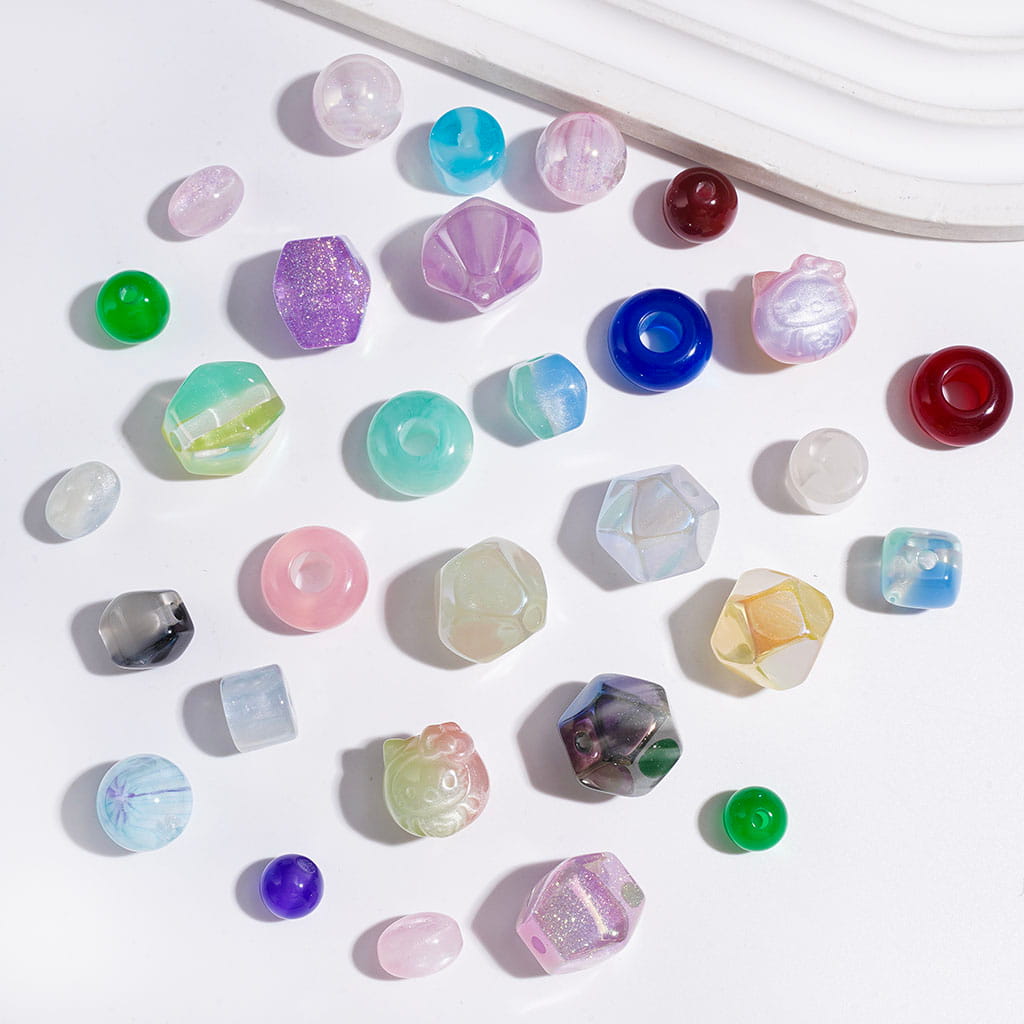 Mini Assorted Acrylic Beads Series, Size 8-14MM, Random Mix