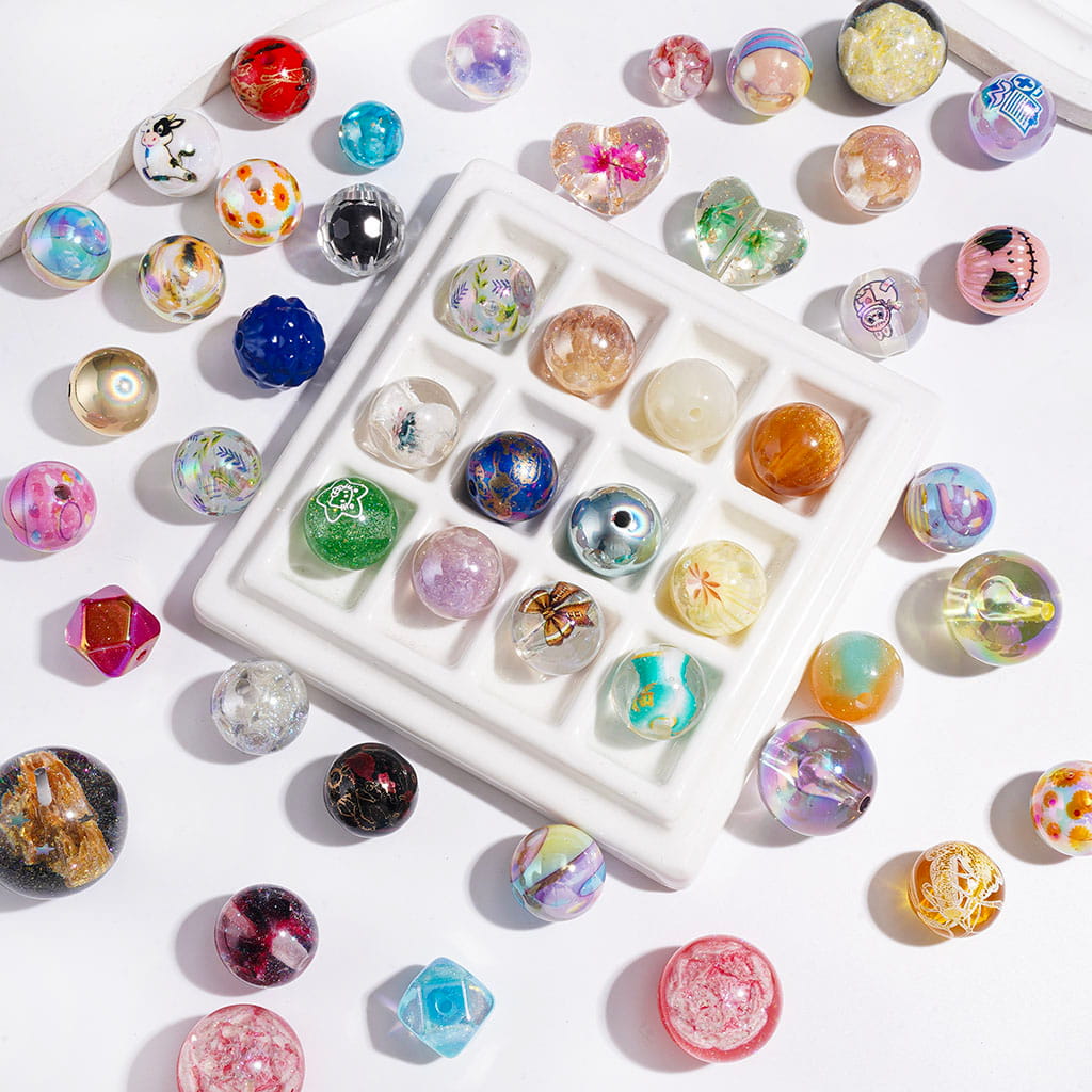 Adorable Big-Size Acrylic Beads, Round Beads for DIY Bracelets, 16-25MM, Random Mix