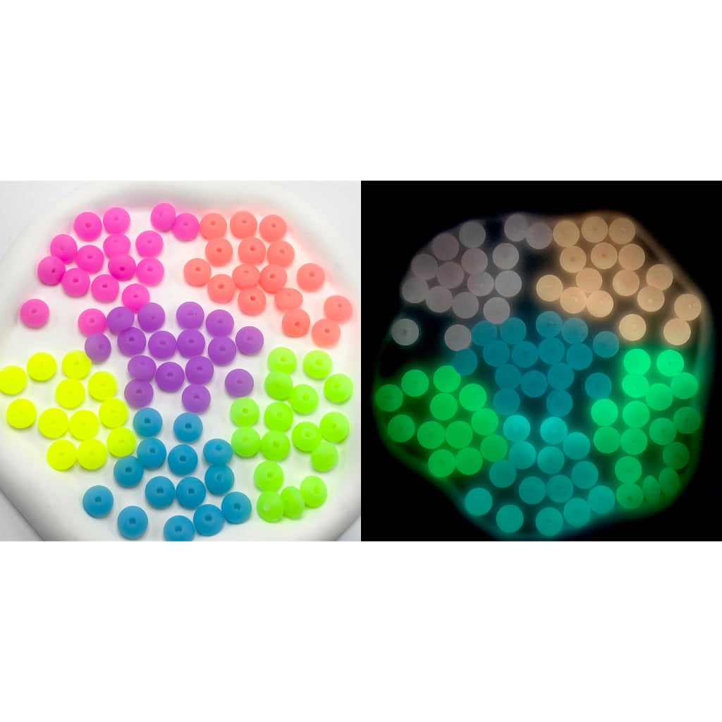 Neon Colors Glow in the Dark Luminous Silicone Lentil Beads Spacers Saucers,12mm