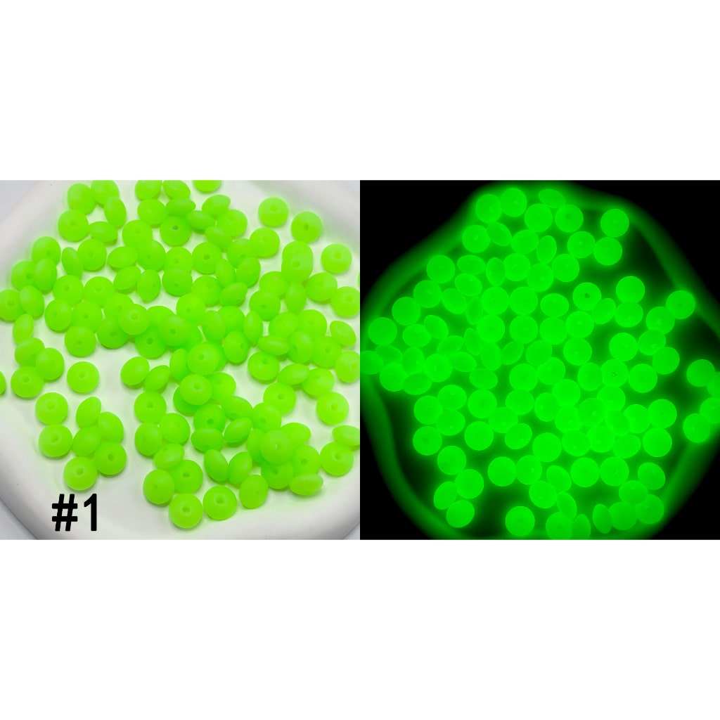 Neon Colors Glow in the Dark Luminous Silicone Lentil Beads Spacers Saucers,12mm
