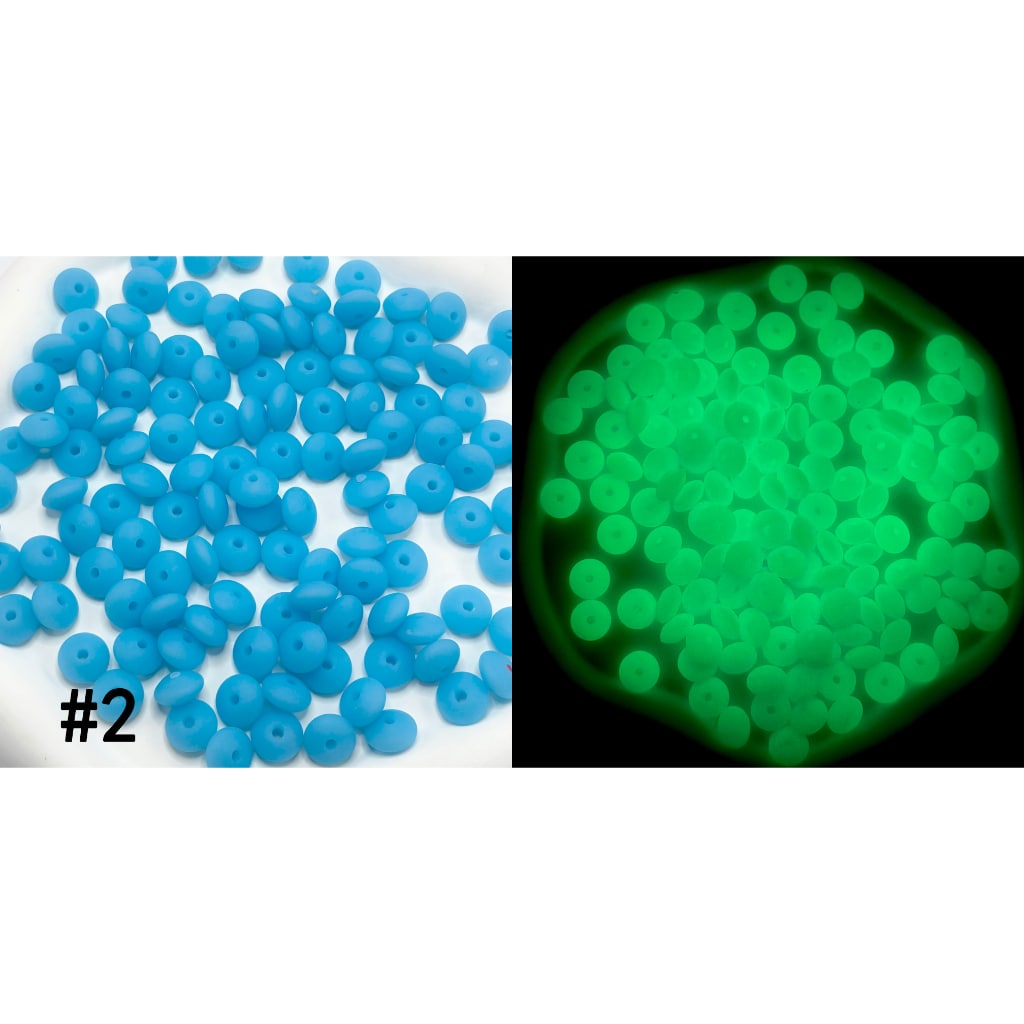Neon Colors Glow in the Dark Luminous Silicone Lentil Beads Spacers Saucers,12mm