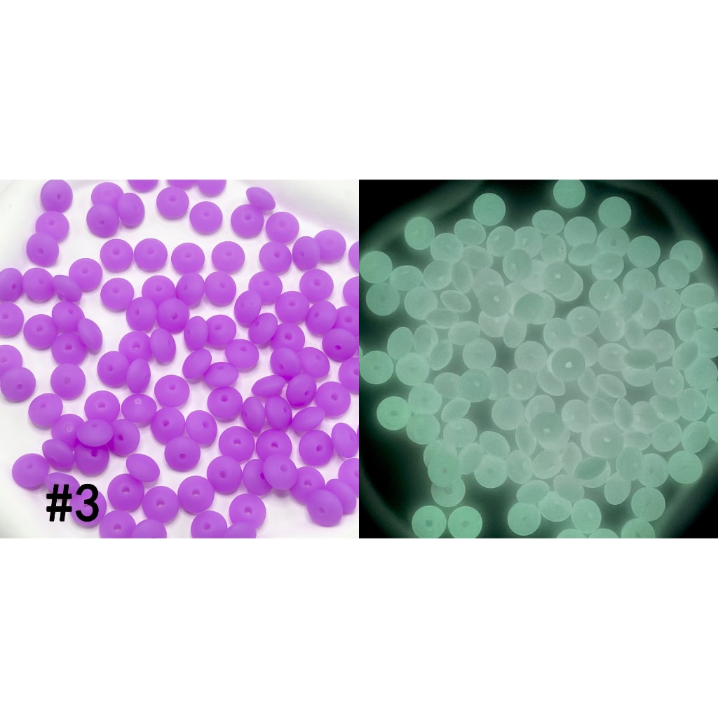 Neon Colors Glow in the Dark Luminous Silicone Lentil Beads Spacers Saucers,12mm