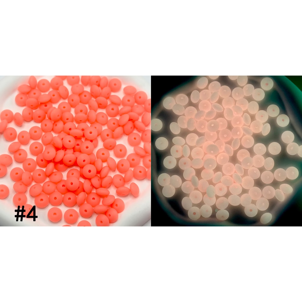Neon Colors Glow in the Dark Luminous Silicone Lentil Beads Spacers Saucers,12mm