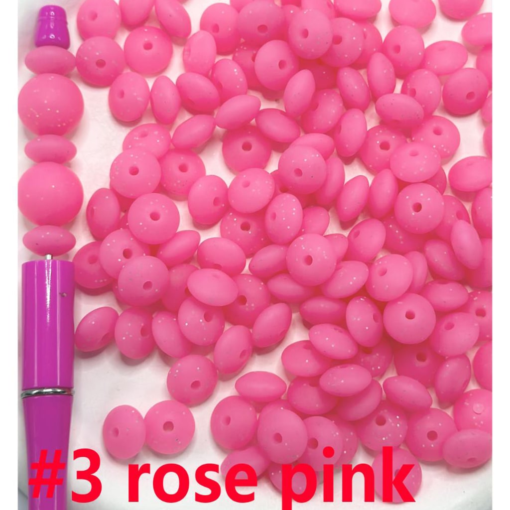 Cute Lentil Beads in Neon Color, Abacus Bead Spacers Silicone Beads, 12mm