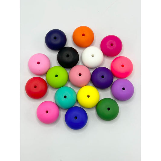 Solid Color Abacus Wheel Large Silicone Beads, Random Mix, 23MM