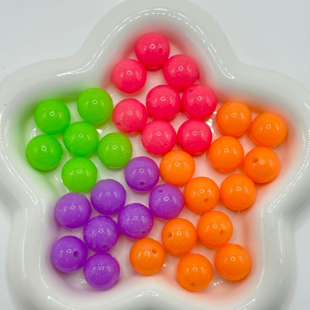 Jelly Color Round Glittery Silicone Beads, 15MM
