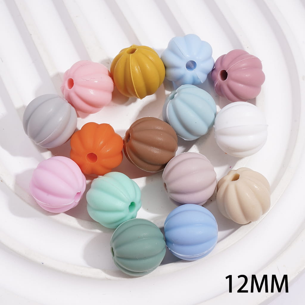 Halloween Pumpkin Shape Silicone Beads in Various Colors 12MM Random Mix