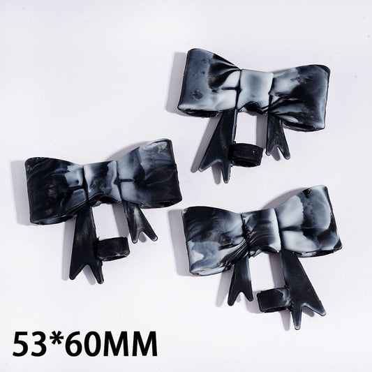 Black White Prints Gradient Bowknot Ribbon with Tails Food-Grade Silicone Straw Topper for Cups & Tumblers, 53*60MM