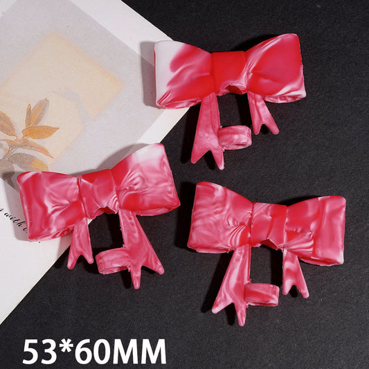 Pink & White Marbled Ribbon Bow Food Grade Silicone Straw Topper for Cups & Tumblers, 53*60MM