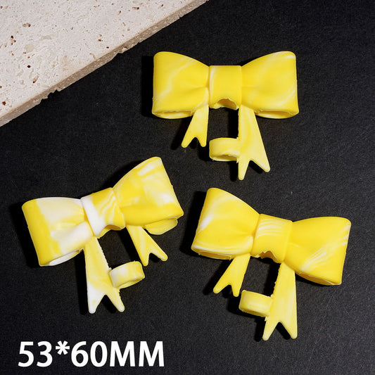 Yellow & White Bowknot Food Grade Silicone Straw Topper for Cups & Tumblers, 53*60MM