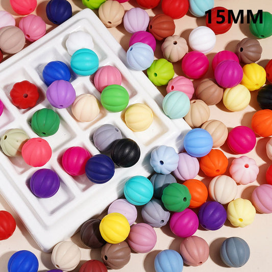 Halloween Pumpkin Shape Silicone Beads, 15MM, Multi Colors Random Mix