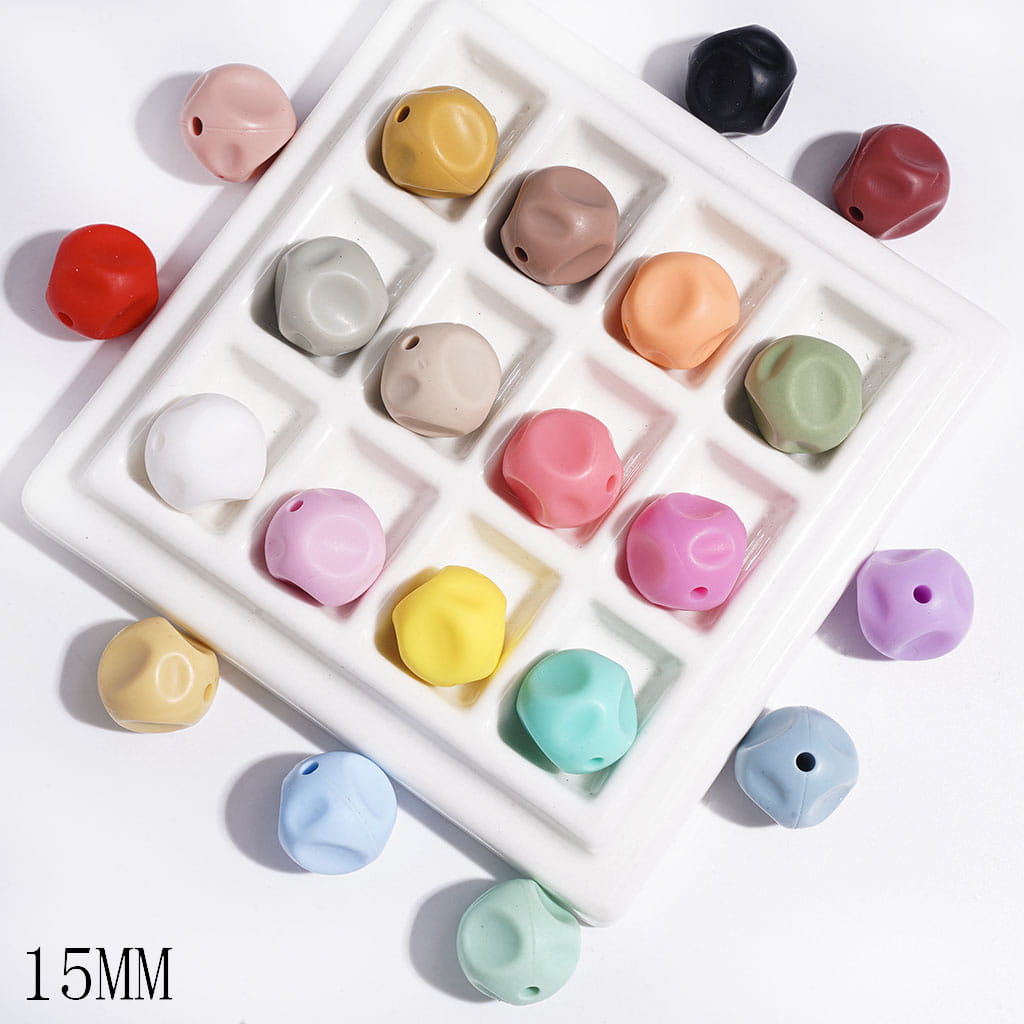 Colorful Irregular Concave-Shaped Silicone Focal Beads, 15MM, Multicolor