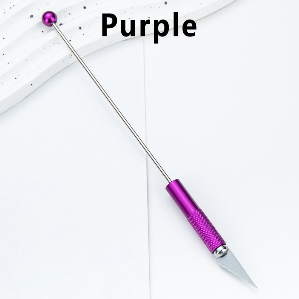 DIY Beadable Metal Engraving Knife in Solid Color, Multi-Functional Design, 179MM Long