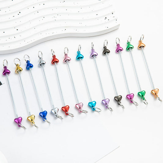 DIY Metal Beadable Keychain Bars with Heart Design for Keychain Accessories, Metallic Colors, 89MM