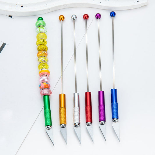 DIY Beadable Metal Engraving Knife in Solid Color, Multi-Functional Design, 179MM Long