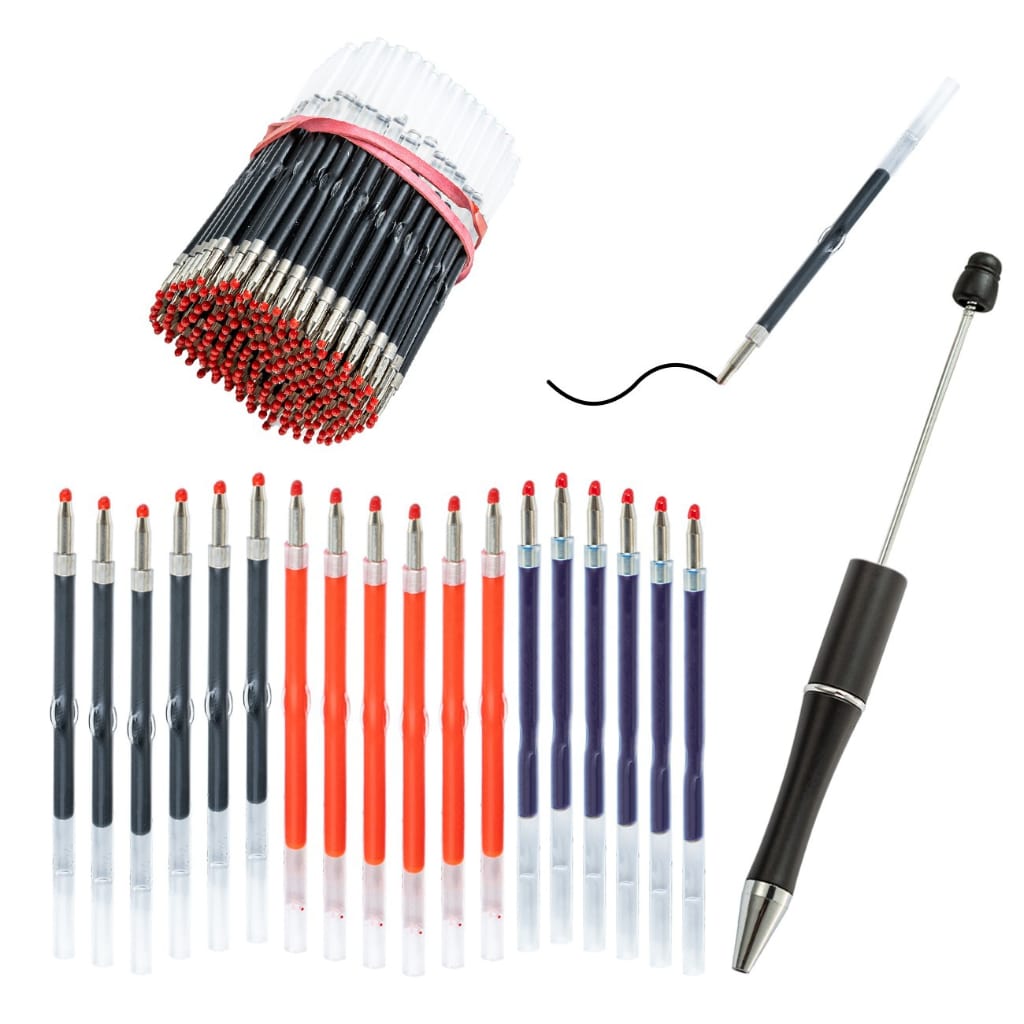 Red Blue Black 0.5MM Gel Pen Refills for Beadable Plastic Pens Gel Pens, 60MM, Please Read the Description