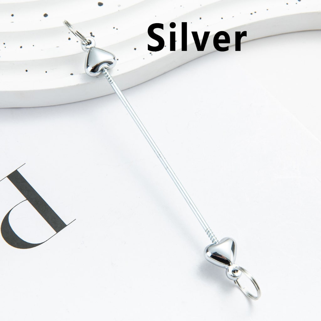 DIY Metal Beadable Keychain Bars with Heart Design for Keychain Accessories, Metallic Colors, 89MM