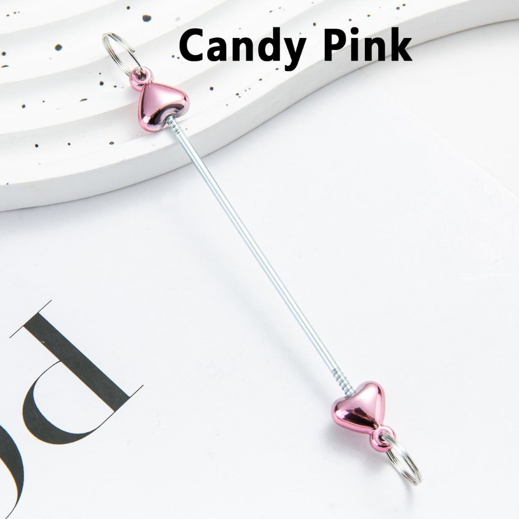 DIY Metal Beadable Keychain Bars with Heart Design for Keychain Accessories, Metallic Colors, 89MM