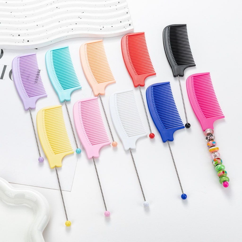 DIY Beadable Pointed-Tail Comb in Solid Color, 189MM Long