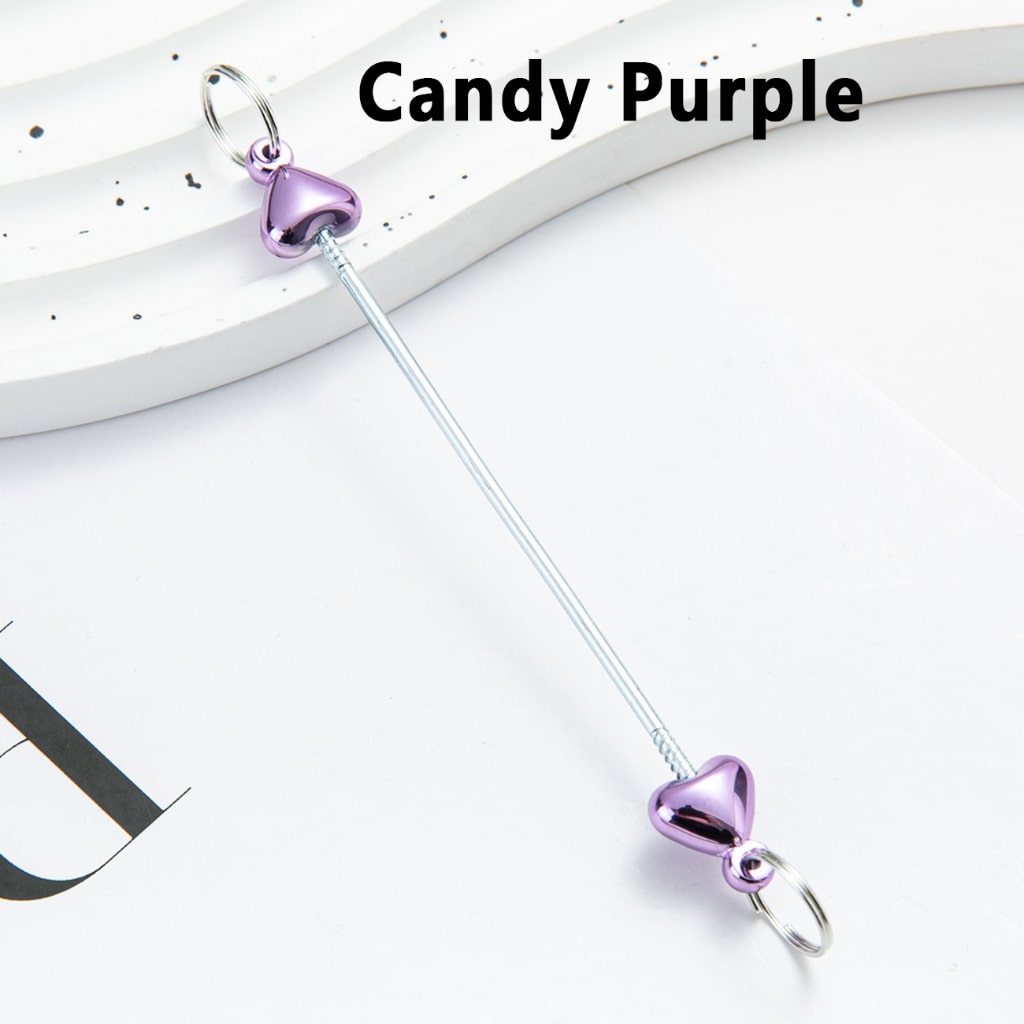 DIY Metal Beadable Keychain Bars with Heart Design for Keychain Accessories, Metallic Colors, 89MM