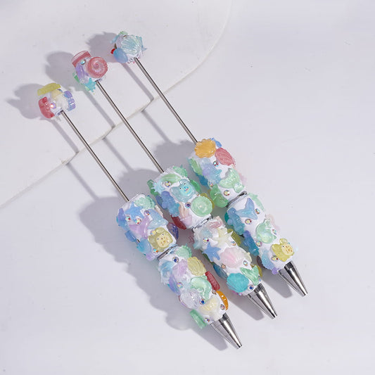 Glittery Sea Creatures Series and AB Rhinestones Beadable Clay Pens