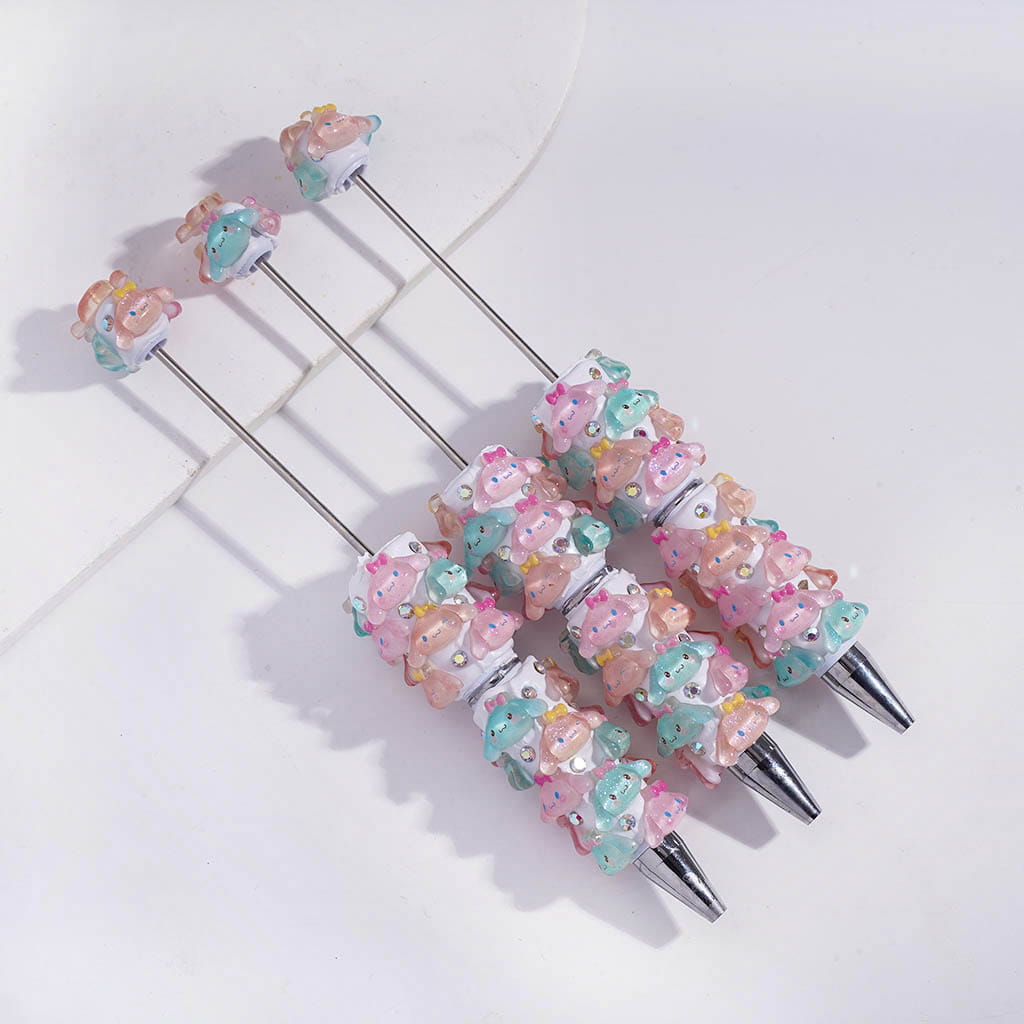 Cute Big Eared Puppy Bowtie AB Rhinestone Beadable Clay Pen