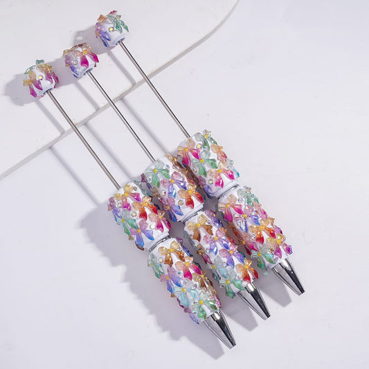 UV Coating Ombre Color Cute Bowknot on Clay Beadable Pens with AB Rhinestones