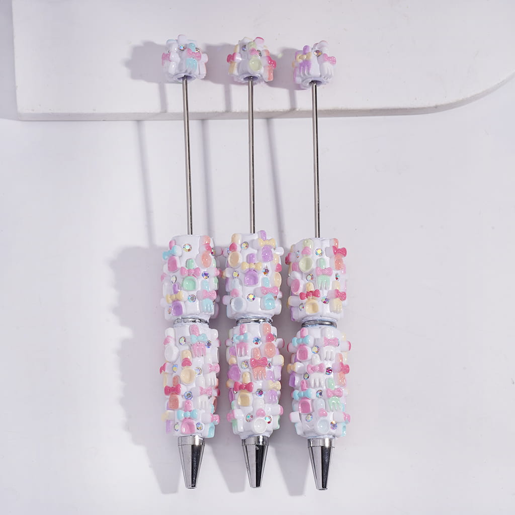 Cute Macaron Color Tableware Design & AB Rhinestone Beadable Clay Pen
