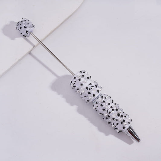 Sparkling Panda Character Design, White Pearls Beadable Clay Pen