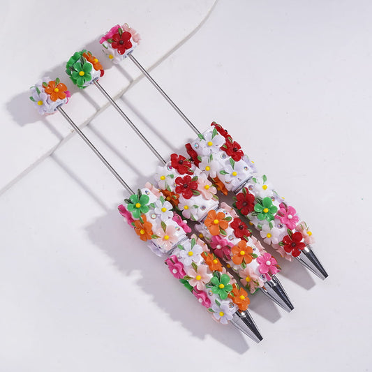 Irregular Flowers & Leaves Design with AB Rhinestones Beadable Clay Pens