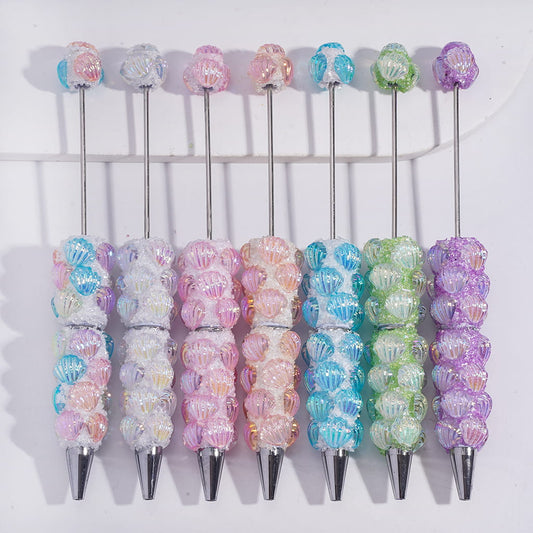 Dazzling Sea Shell and Broken Rhinestones Covered Beadable Sugar Pens, Random Mixns with Dazzling Sea Shell and Broken Rhinestones Covered the Entire Pens, Random Mix