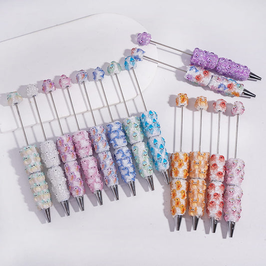 Marine Life Sugar Clay Beadable Pens with Tiny Broken Rhinestones, Fully Decorated Random Mix