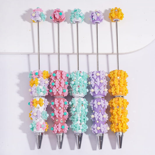 Multi-Color Bowtie Beadable Clay Pens with Sparkling AB Rhinestones Random Mix