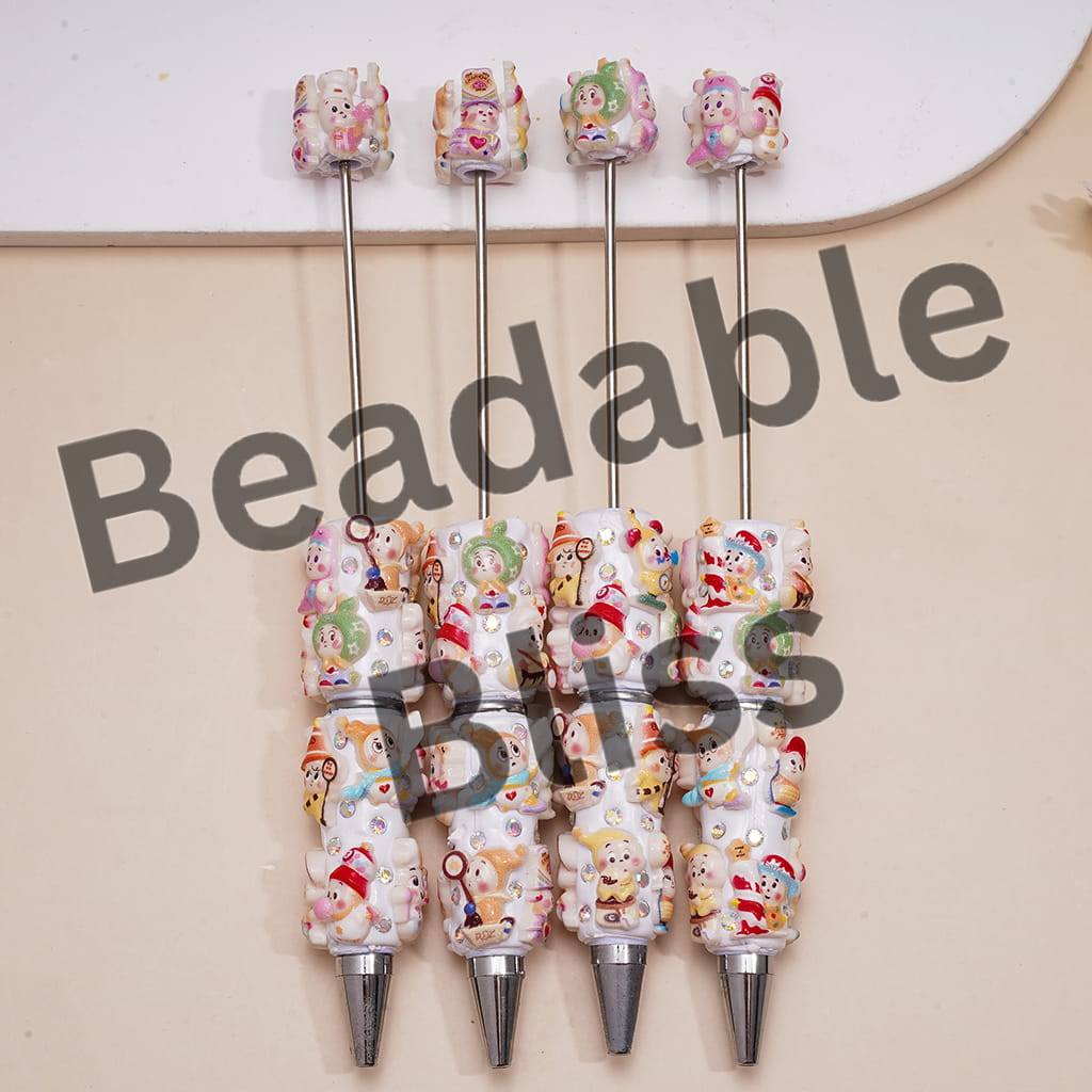 Beadable Clay Pens with Various Style Baby Star Doll Character & AB Rhinestones