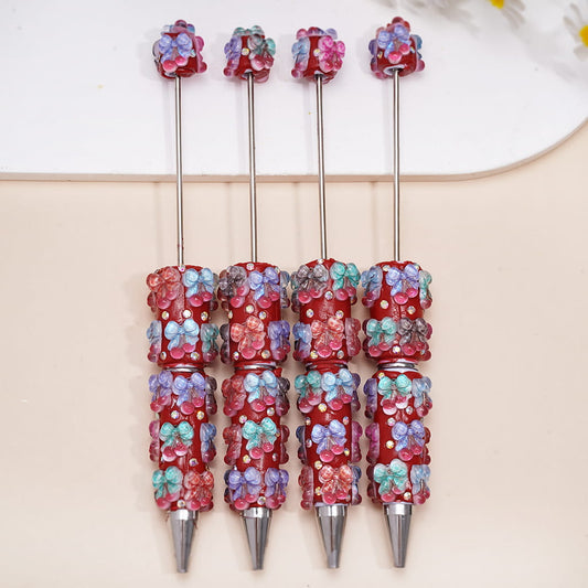 Glitter Bowtie Cherry Design and AB Rhinestones Beadable Clay Pens