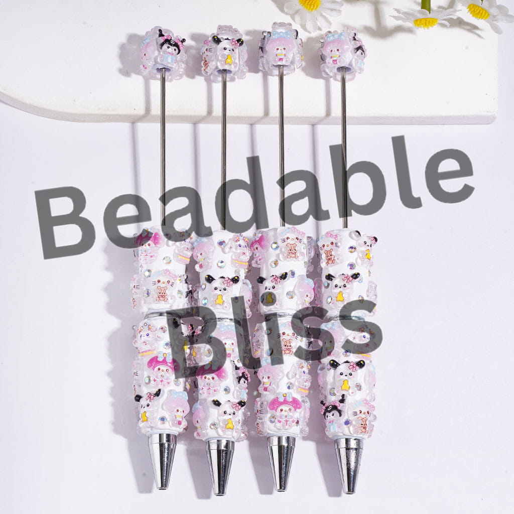 Beadable Clay Pens with Adorable Character Series and AB Rhinestones
