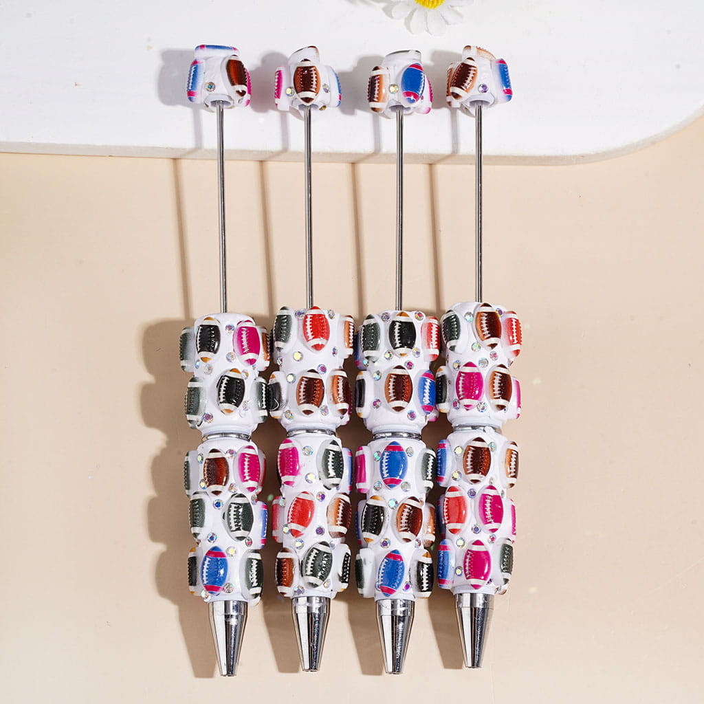 Beadable Clay Pens with Various Colors American Football and AB Rhinestones
