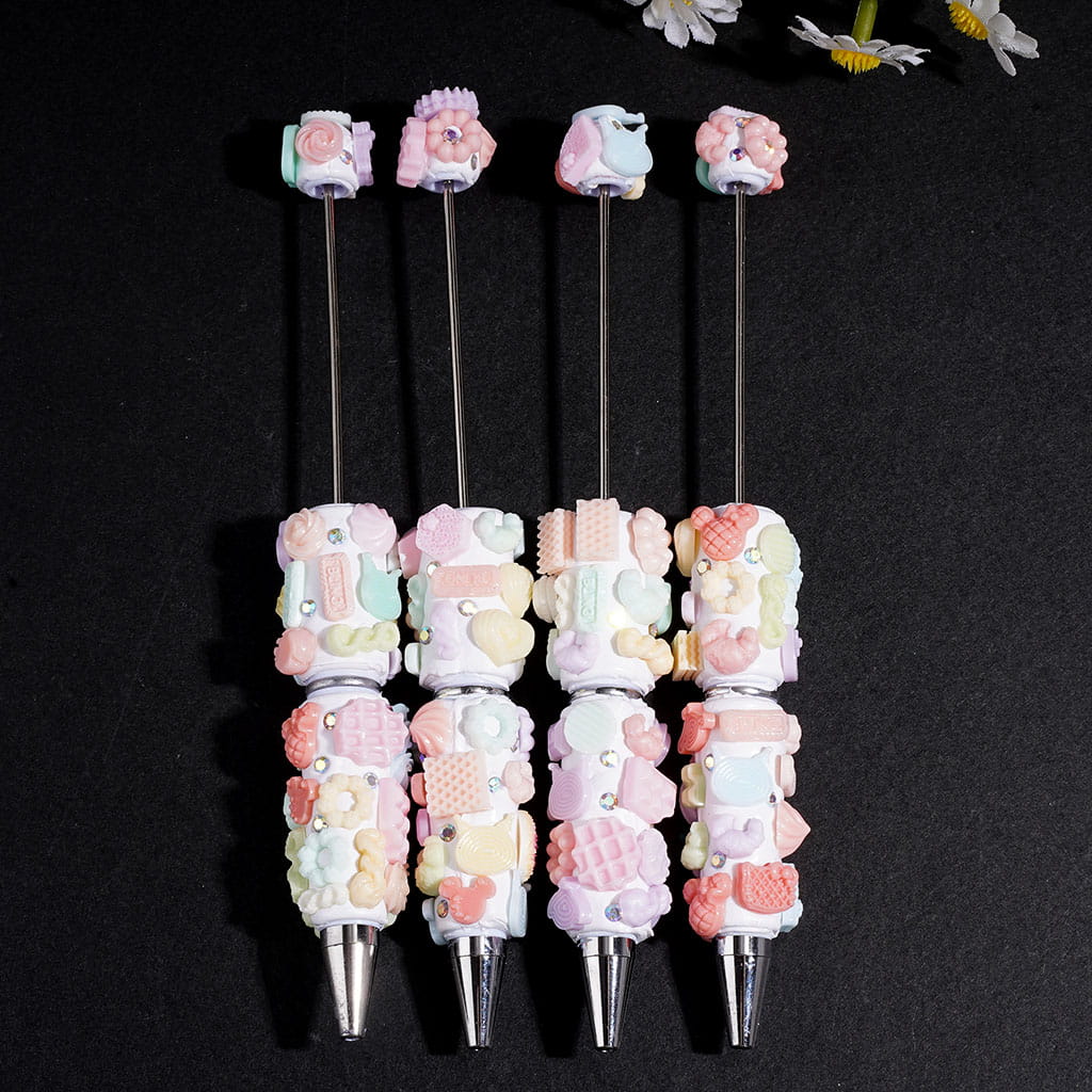 Beadable Clay Pens with Delicious Food Series and AB Rhinestones, Multi-Color Random Mix