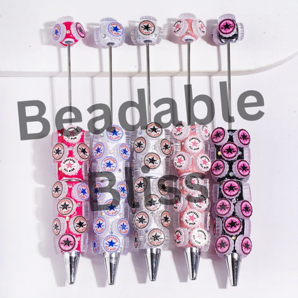Beadable Clay Pens with Fashionable Shoes and AB Rhinestones, Multi-Color, Random Mix