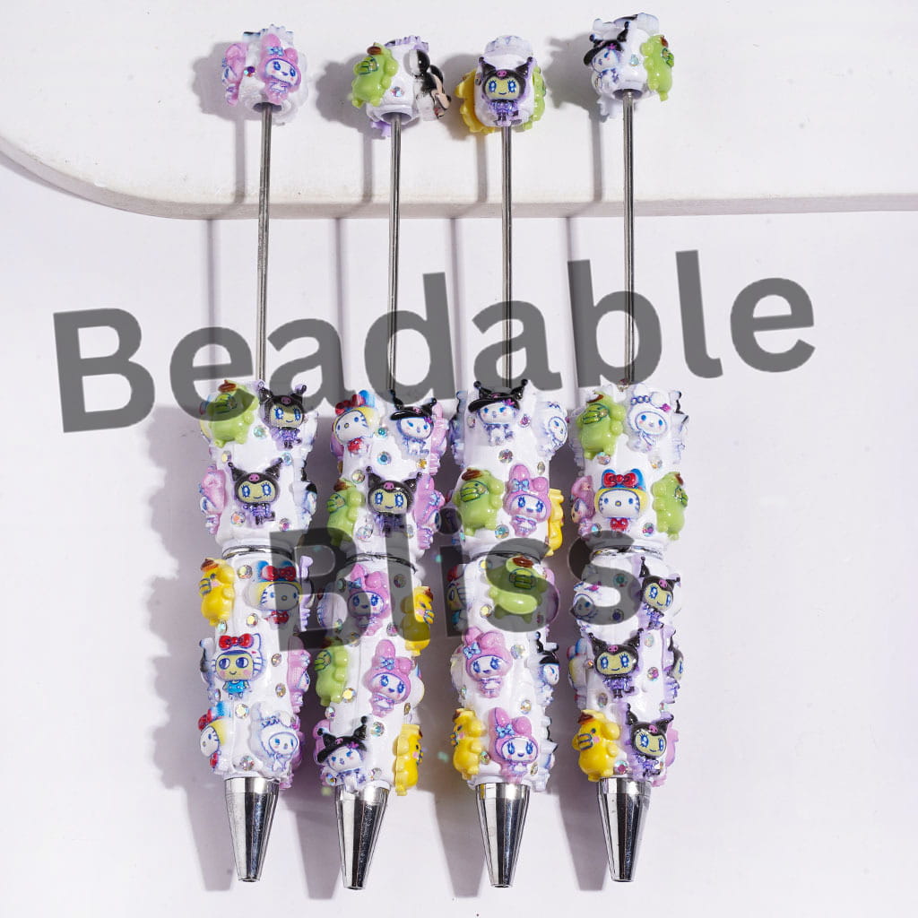 Beadable Clay Pens with AB Rhinestones and Adorable Character Series