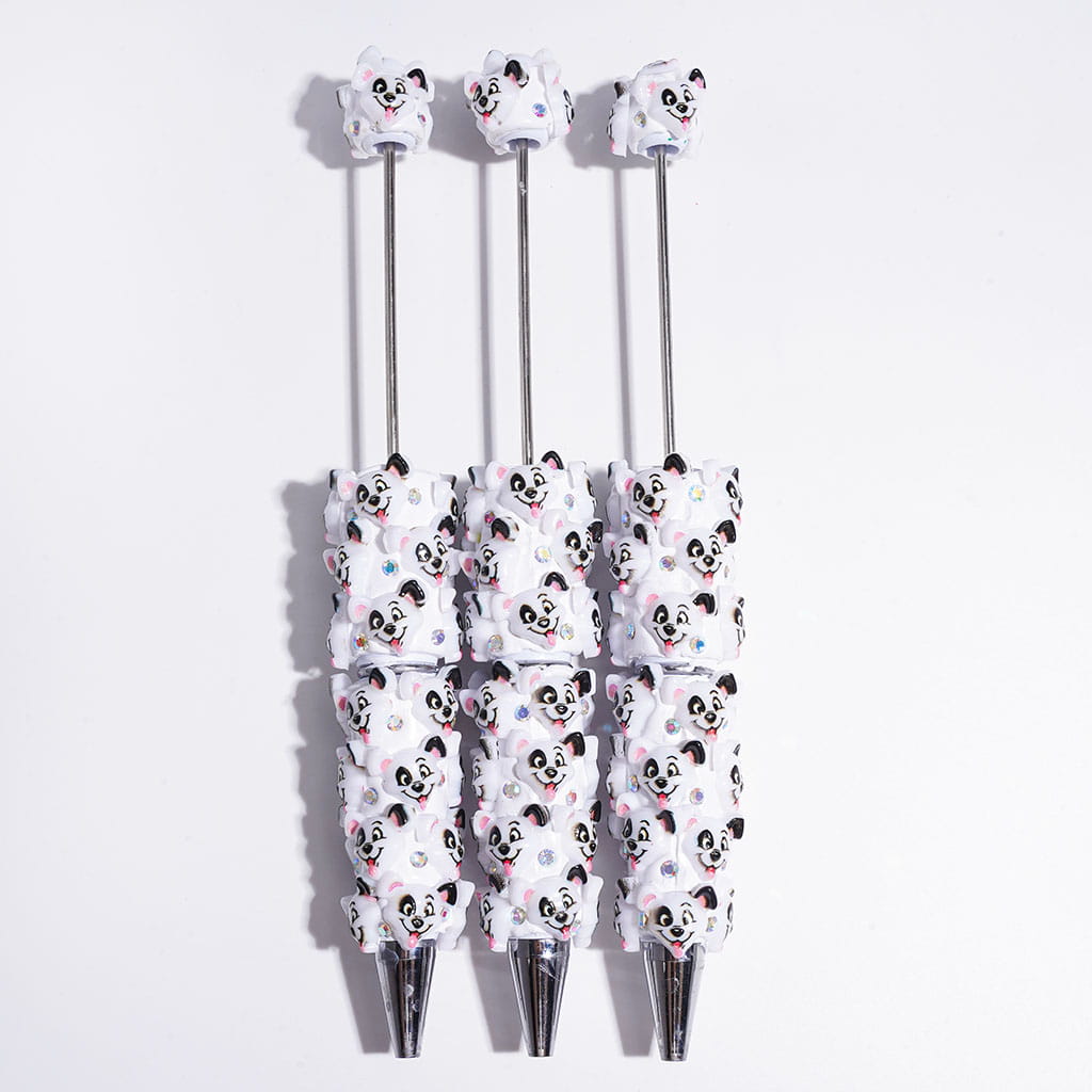 Tongue-Out Puppy Character with Sparkling AB Rhinestones Beadable Clay Pens